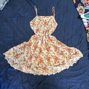 American Eagle Outfitters Floral Mini Dress - Cream and Red